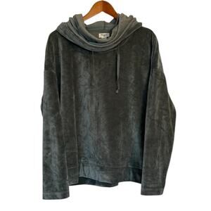 World Market‎ Sweatshirt Women One Size Pine Green Velour Loungewear Lagenlook